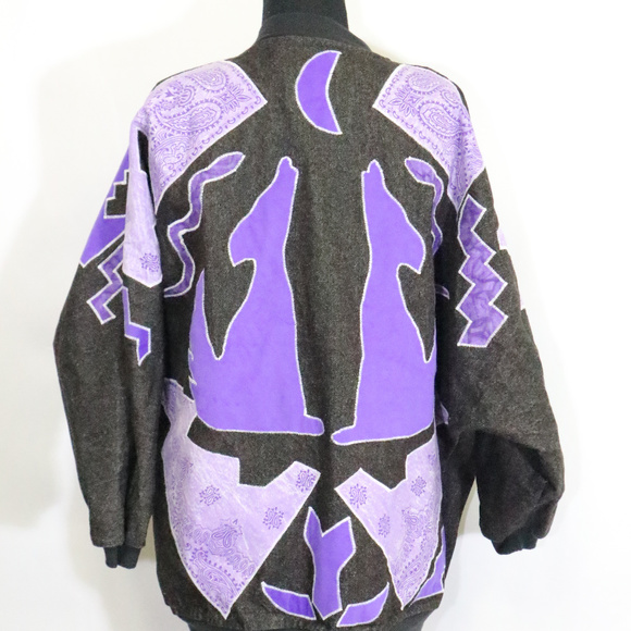 Vintage Jackets & Blazers - Handmade Custom Charcoal Denim Patchwork Jacket